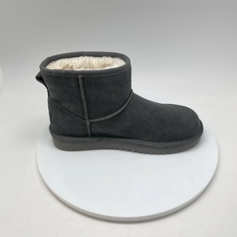 Koolaburra by UGG Mini‎ II Boots Womens 5 Gray Suede Short Fur Lined Shoes